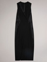 ARIAALD271695 Wrap Front Pencil Dress With Satin Contouring