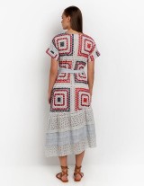 OFFER / S22K-230423 Wrap Midi Embroidered Bohemian Dress
