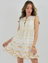 S22K-230312 Κοντό Bohemian Embroidered Φόρεμα