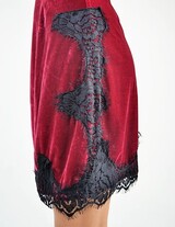 OFFER / CK-4418 Open Back Velvet Mini Dress With Laced Hem