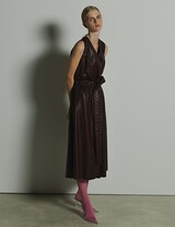 OFFER / W22M-130121 Midi Eco Leather Wrap Φόρεμα