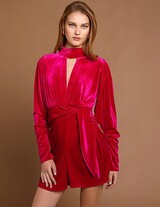 MAYA14607N213 Wrap Mini Velvet Dress