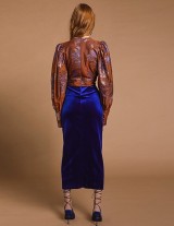 AMELIA14607N216 Midi Dress Lurex Top & Velvet Skirt