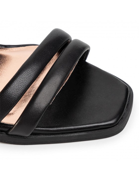 OFFER / ELASANA Leather Block Heel Sandals