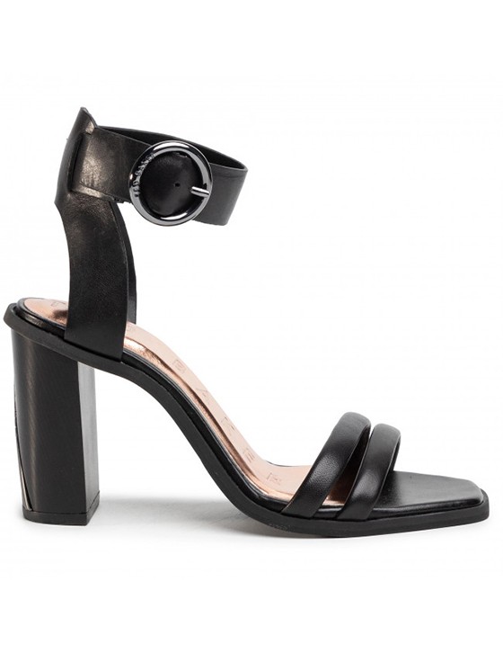 OFFER / ELASANA Leather Block Heel Sandals