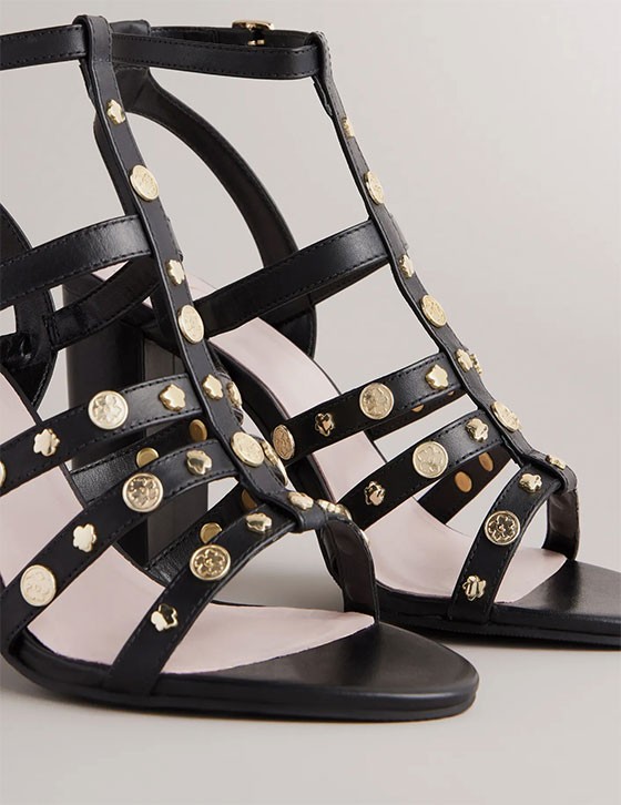 OFFER / CAROLYA Stud Detail Block Heeled Sandals