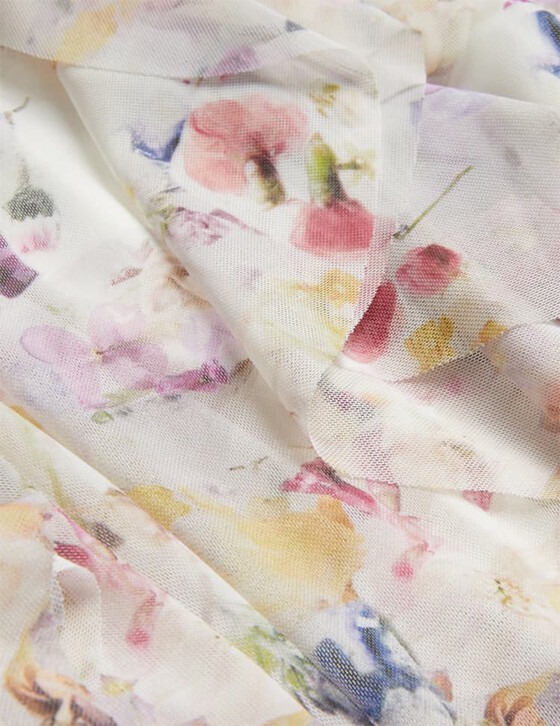 LAURIIN274664 Sleeveless Floral Ruffle Detail Midi Dress