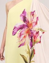 43-3357-085 Φόρεμα με έναν ώμο και τύπωμα λουλούδι