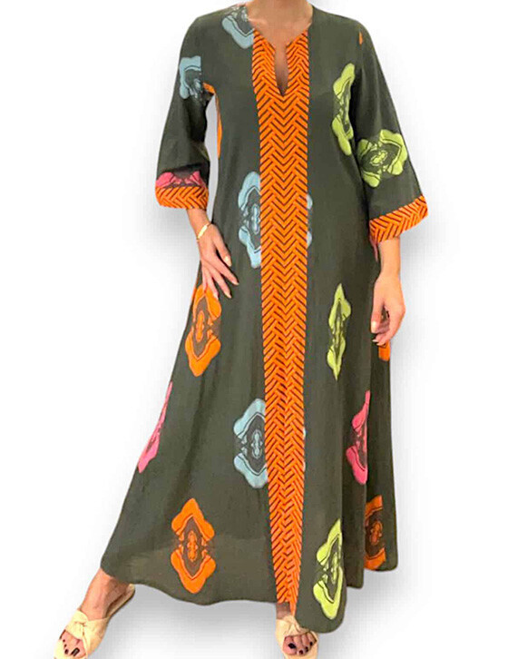 TESSA14707N081 Caftan Style Μακρύ Φόρεμα