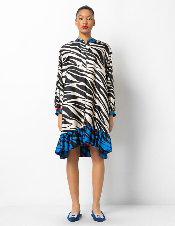 24S964 Κοντό Zebra Print Φόρεμα